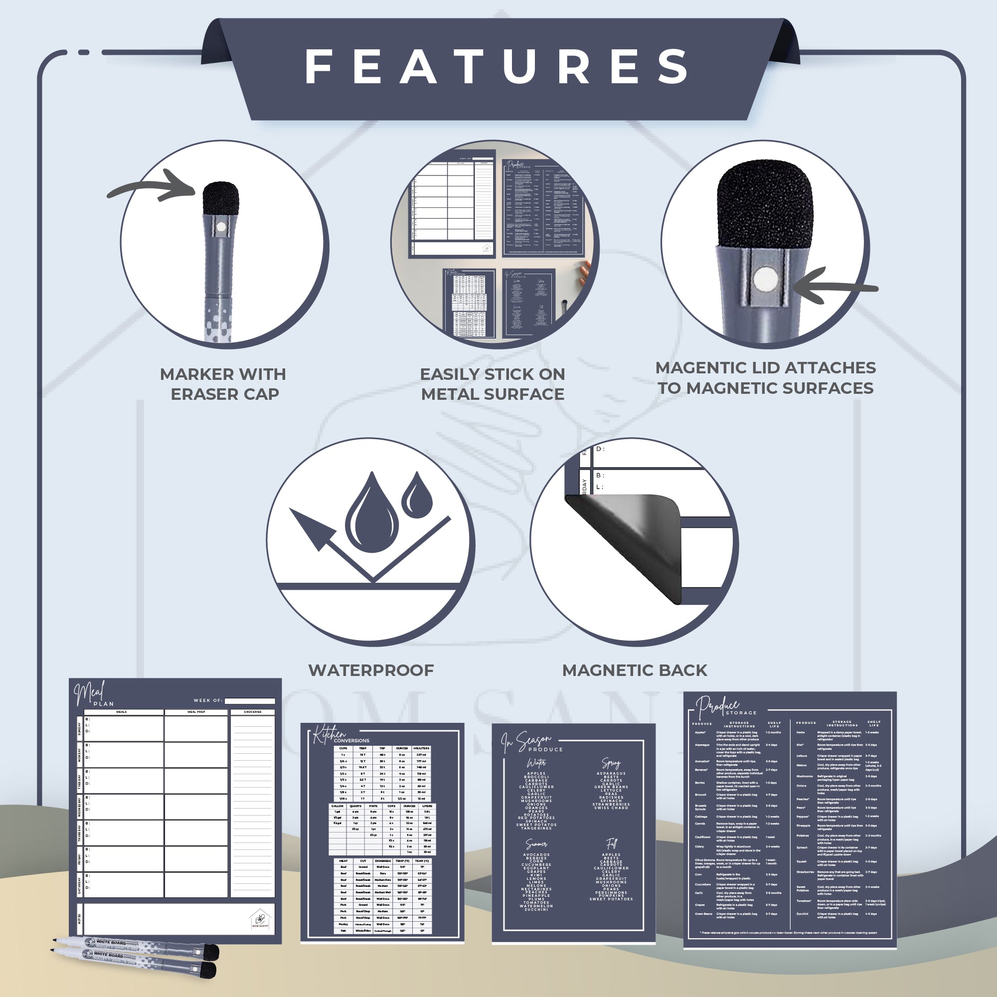 Navy Meal Plan Magnet Set