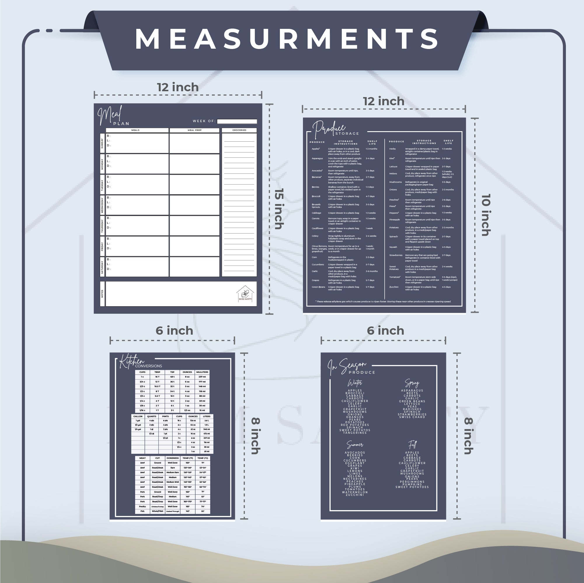 Navy Meal Plan Magnet Set