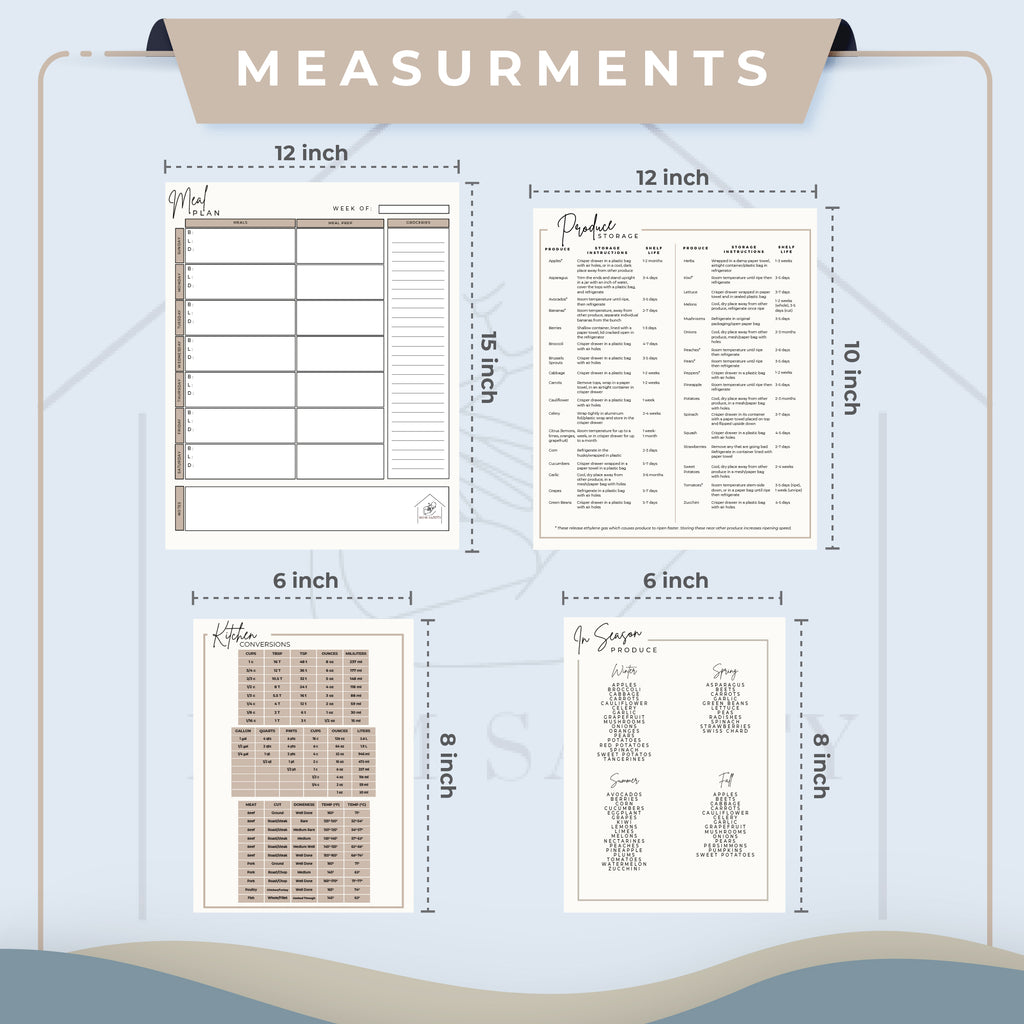 Tan Meal Plan Magnet Set