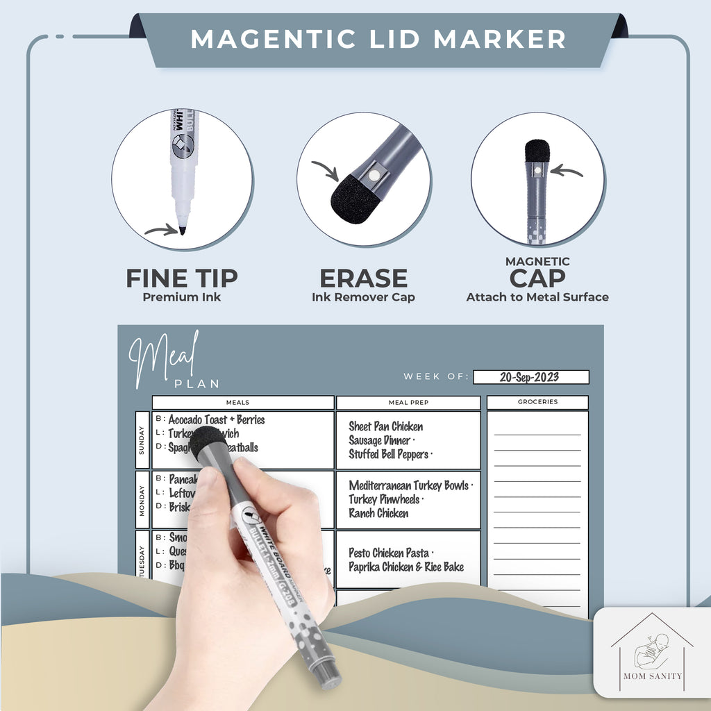 Blue Green Meal Plan Magnet Set