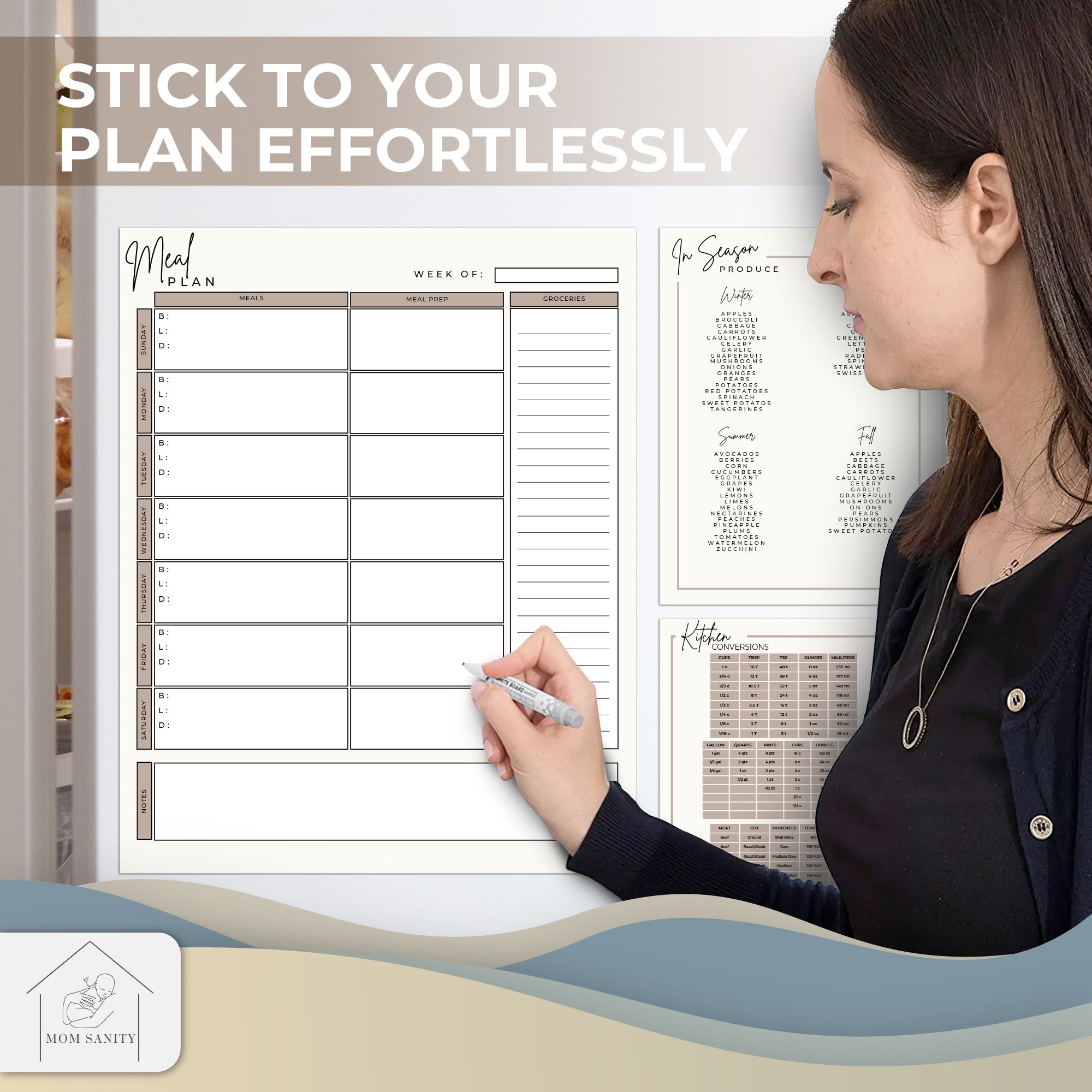 Tan Meal Plan Magnet Set