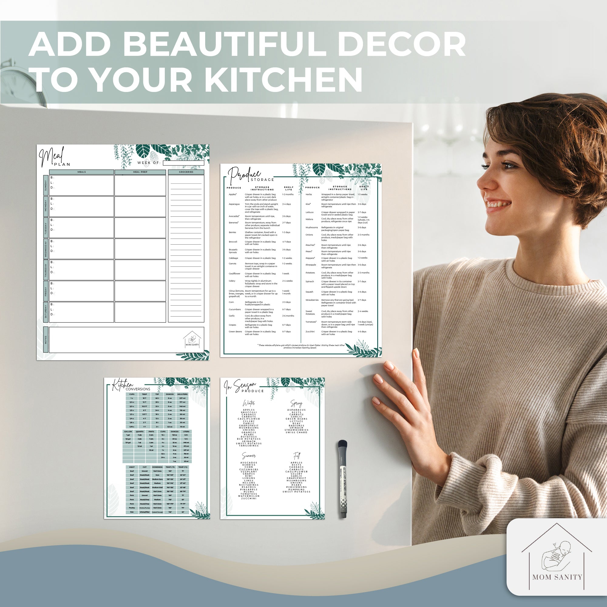 Greenery Meal Plan Magnet Set