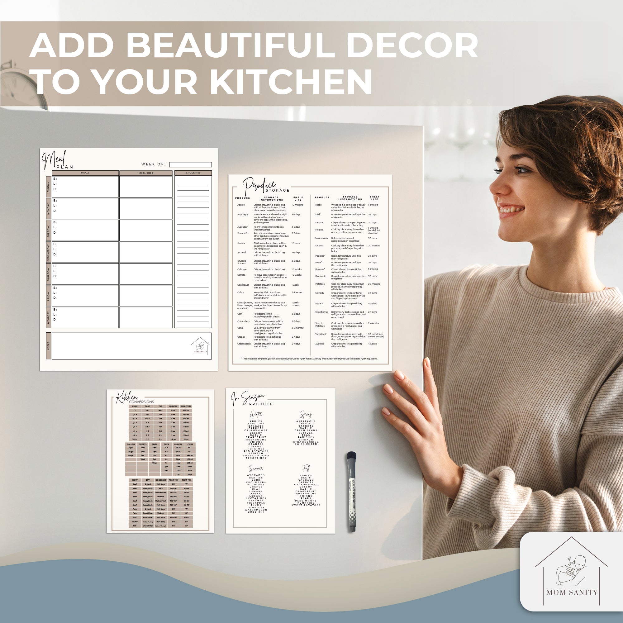 Tan Meal Plan Magnet Set